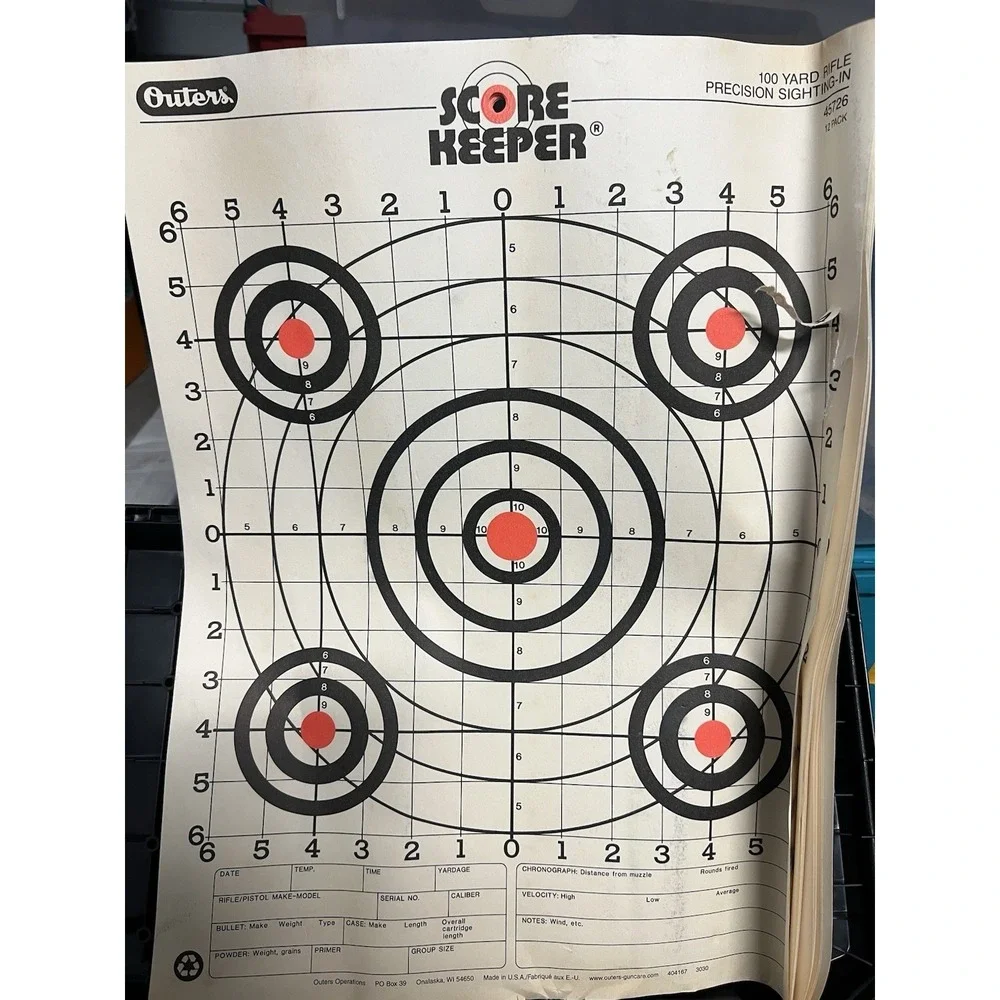 Vtg Outers Score Keeper 100-yard Rifle Precision Sighting-In Targets - 9 targets